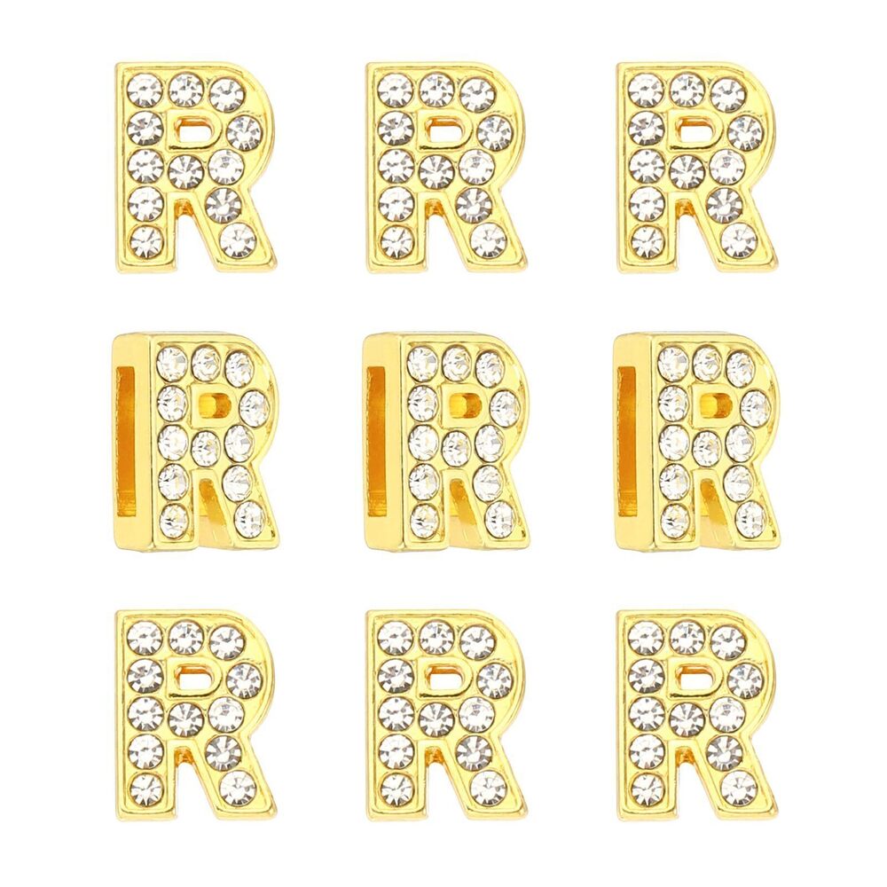 9435 30pcs Letter Charm, Rhinestone Letter Charm Crystal Alphabet Slide